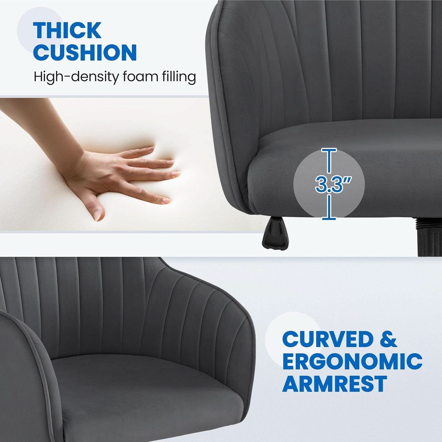 Height Adjustable Desk Chair Gray For Home Office Use