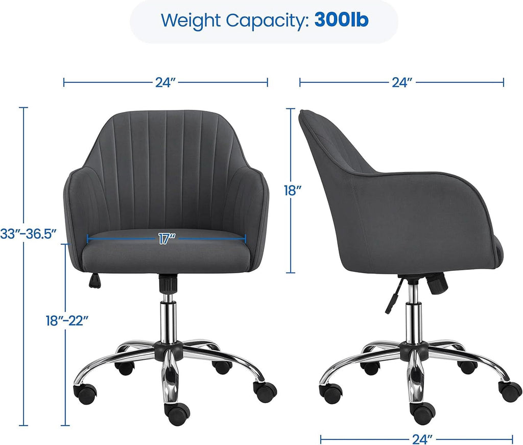 Height Adjustable Desk Chair Gray For Home Office Use