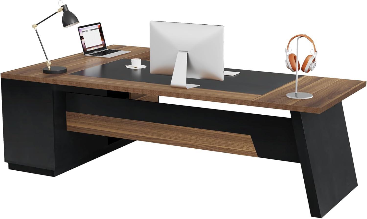 78 Inch Executive Desk Featuring Ample Storage Cabinets