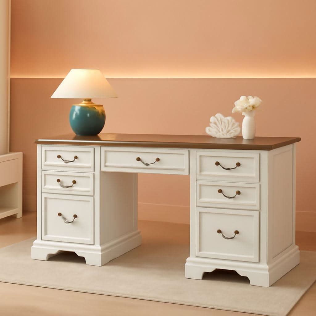 59 Victorian Farmhouse Executive Desk Antique White