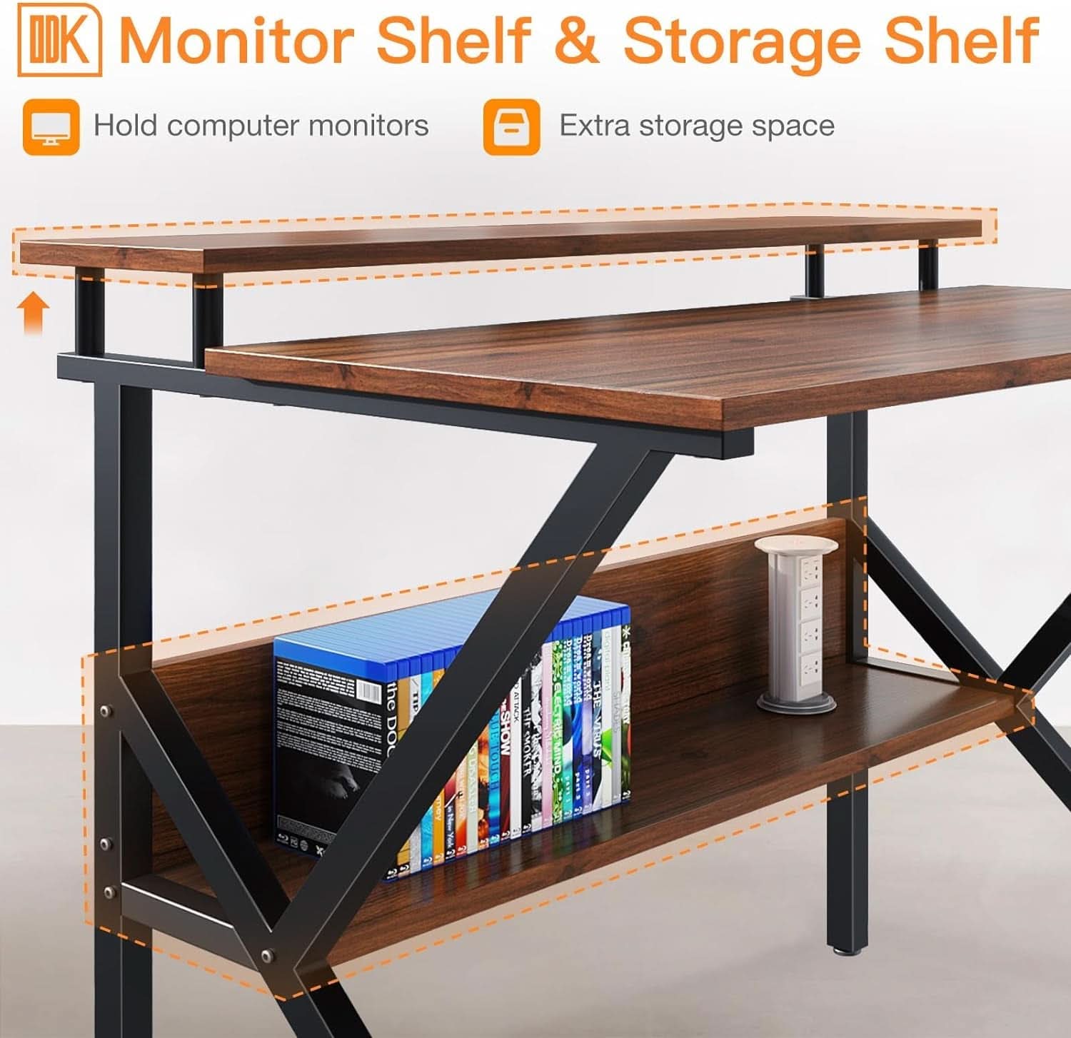 Espresso 27.5 Inch Compact Desk With Monitor Stand