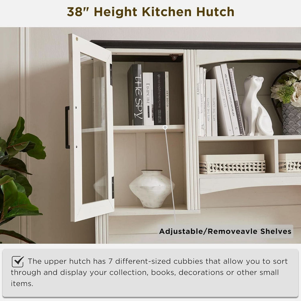 Farmhouse 76 Inch White Industrial Grade Desk Hutch