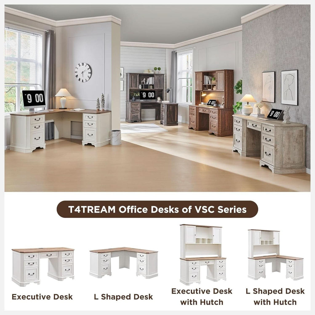 59 Victorian Farmhouse Executive Desk Antique White