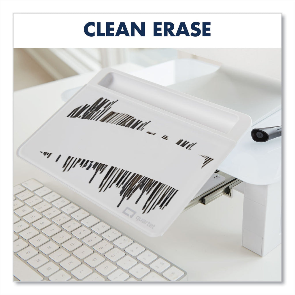 Quartet Adjustable Height Desktop Glass Monitor Riser with Dry-Erase Board, 14 x 10.25 x 2.5 to 5.25, White, Supports 100 lb