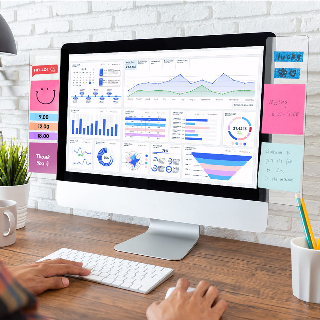 Monitor Memo Board & Sticky Note Holder for Desk (Set of 2)