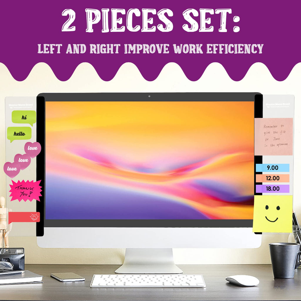 Monitor Memo Board & Sticky Note Holder for Desk (Set of 2)