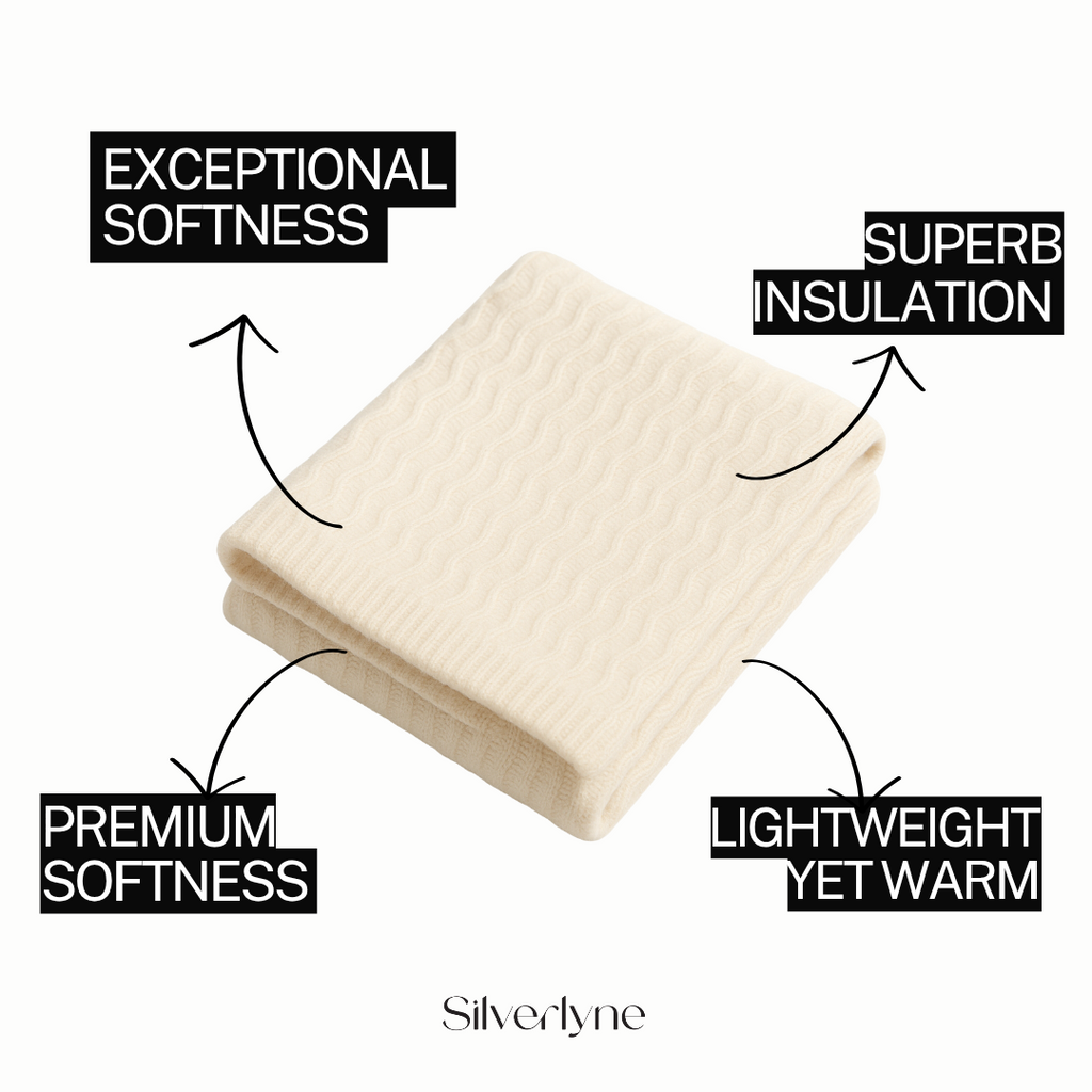 Angora and Wool | Ultra Soft Throw Blanket (solid, beige)