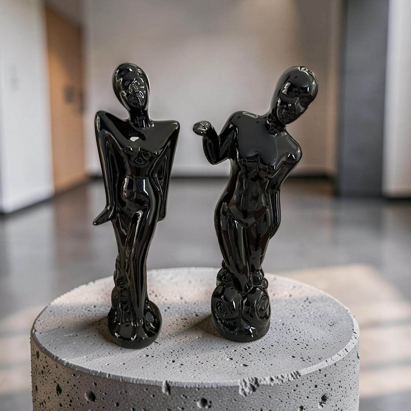 Art Deco Ceramic Figurine -Set of two Vintage Collectible Sculpture Pair