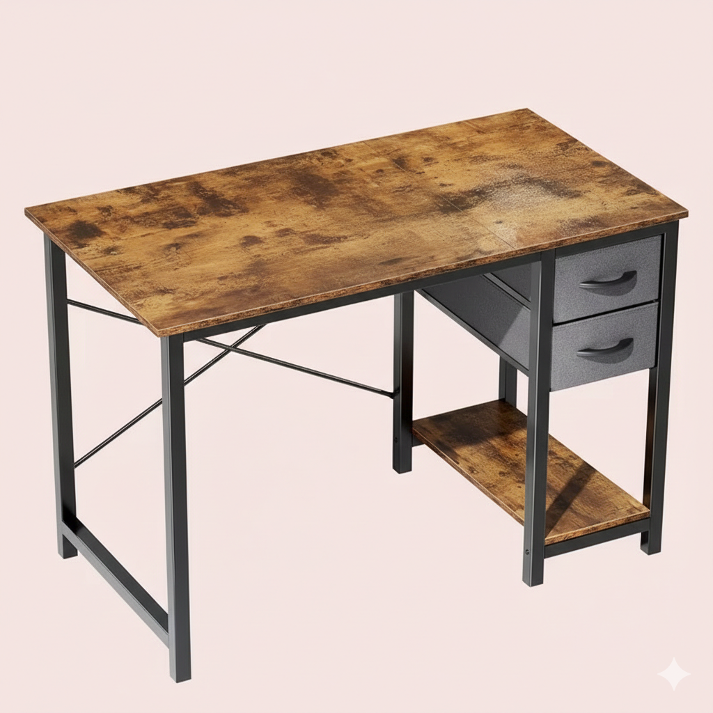 40/47 Inch Computer Desk with Fabric Storage Drawers, Modern Home Office Table