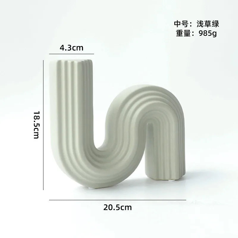 DecorBites™ Geometric Ceramic Vase | S Shape Desk Decor | Home Decoration Accessories