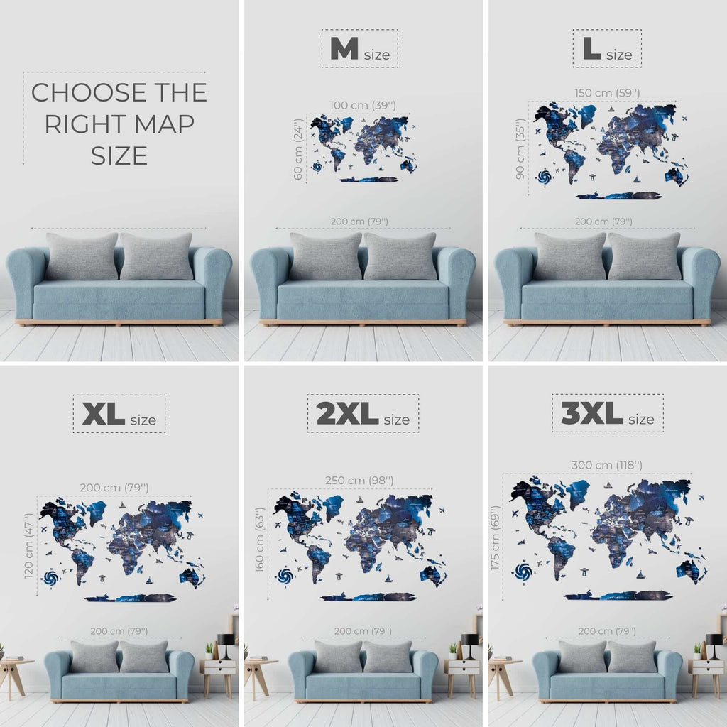 3D LED / LUMINOUS Wooden World Map 3.0 Space