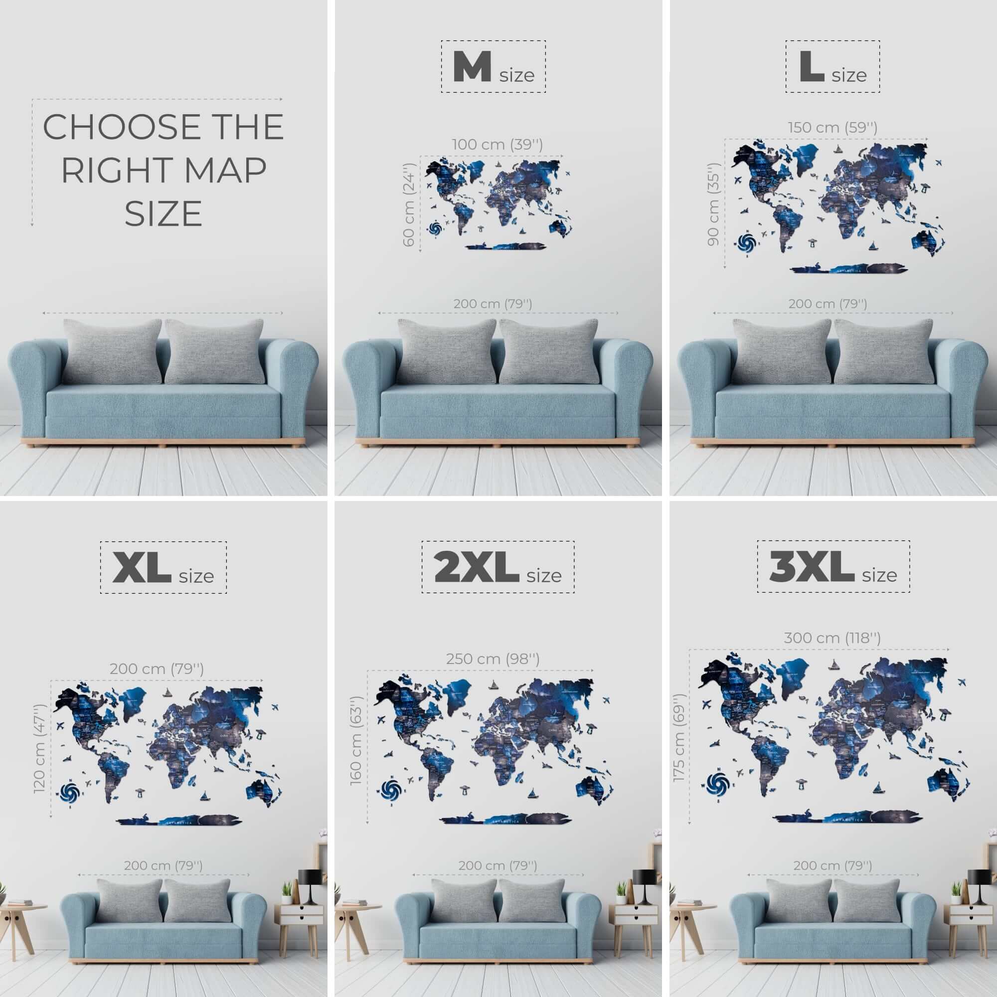 3D LED / LUMINOUS Wooden World Map 3.0 Space