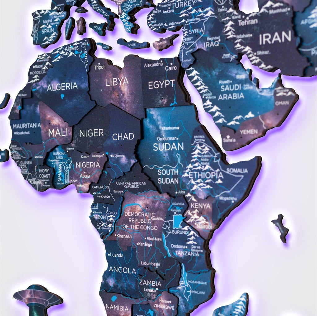 3D LED / LUMINOUS Wooden World Map 3.0 Space
