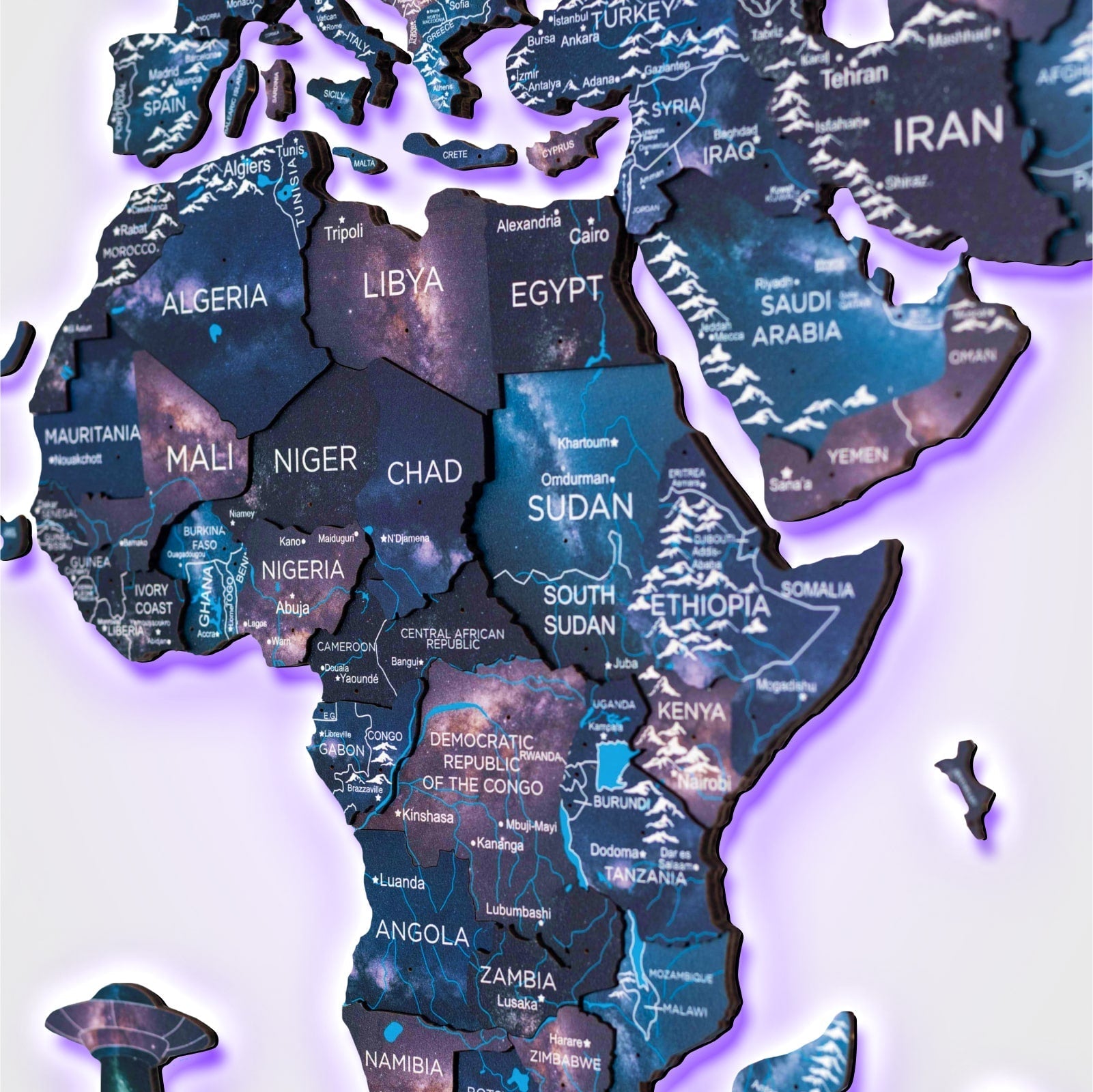 3D LED / LUMINOUS Wooden World Map 3.0 Space